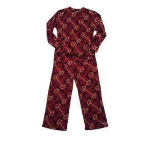 Kerrits Two Piece Loungewear Set Pajamas Drawstring Pants Red Geo Print Sz L